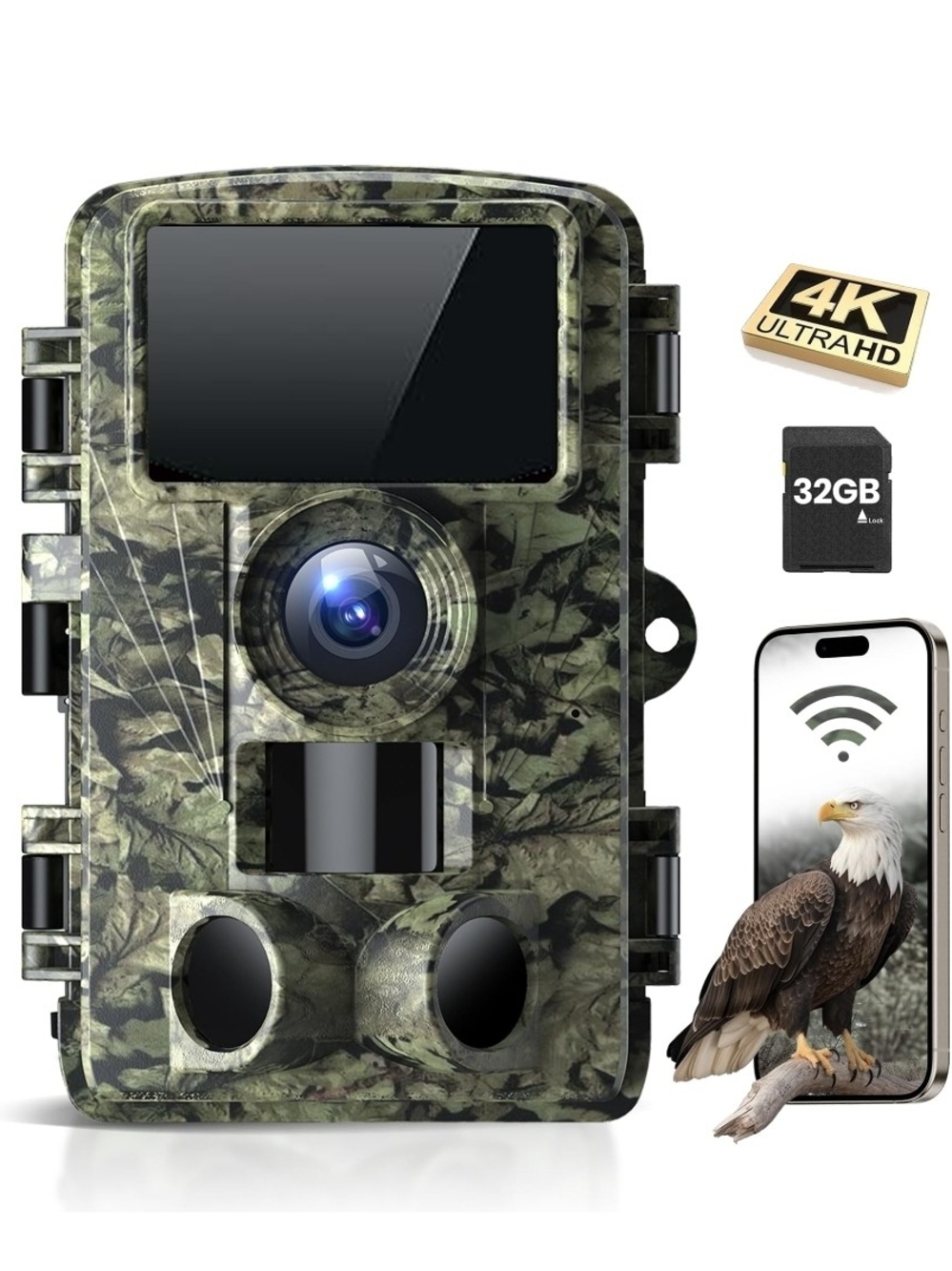 Zonetiger 4K 48MP Trail Camera WiFi Game Camera with Low Glow Night Vision Motio